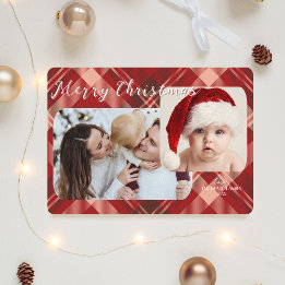 Modern Christmas Card | Traditional Plaid-Photo