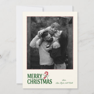 Modern Christmas Card with Candy Cane