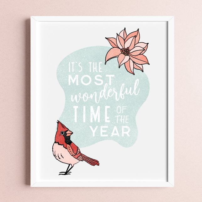 Modern Christmas Cardinal Seasonal Poster (Christmas Print Decor)