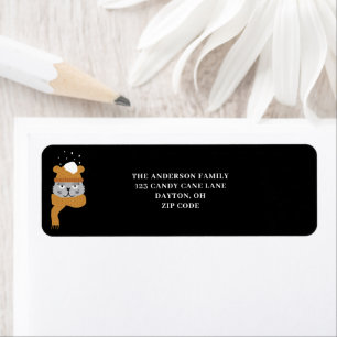 Modern Christmas Cat  Return Address Label