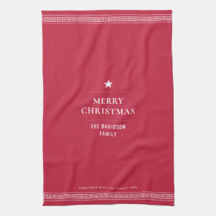 Modern Christmas Celebration Simple Custom Family Tea Towel
