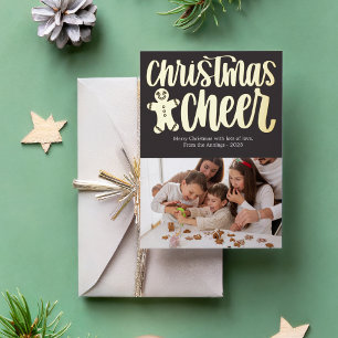 Modern Christmas Cheer Photo Foil Holiday Card