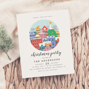 Modern Christmas City Holiday Party Invitation Postcard