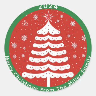 Modern Christmas Classic Round Sticker