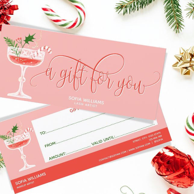 Modern Christmas Cocktail Voucher Gift Certificate (Creator Uploaded)