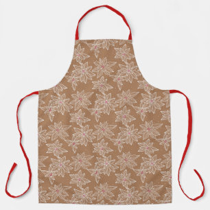 Modern Christmas - cocoa and poinsettias floral Apron