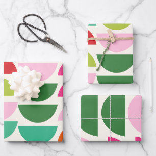 Modern Christmas Colourful Geometric Shapes Wrapping Paper Sheet