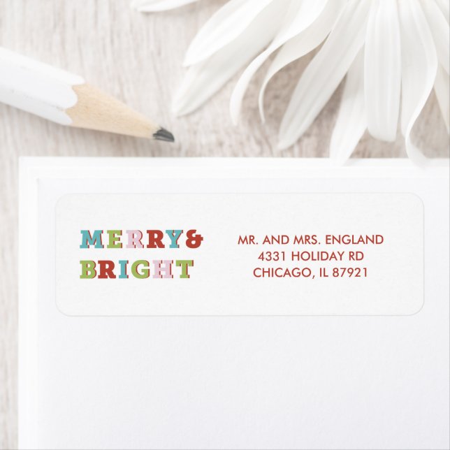 Modern Christmas Colourful Return Address Envelope Label (Insitu)
