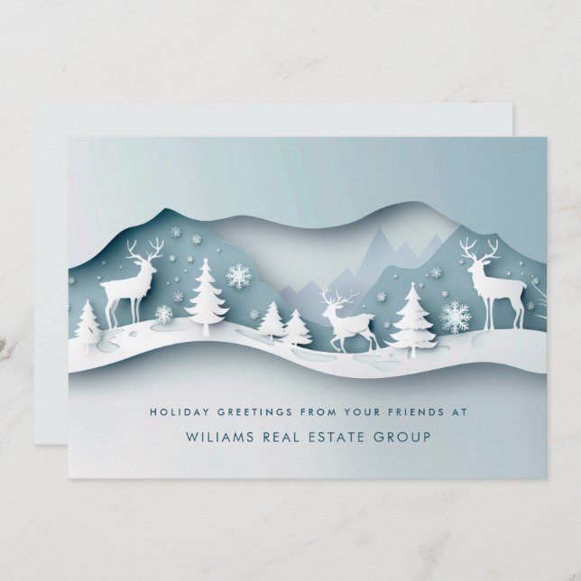 Modern Christmas Composition Corporate Greeting Holiday Card (Front/Back)