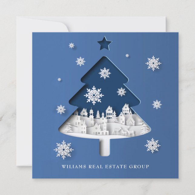 Modern Christmas Composition Corporate Greeting Holiday Card (Front)