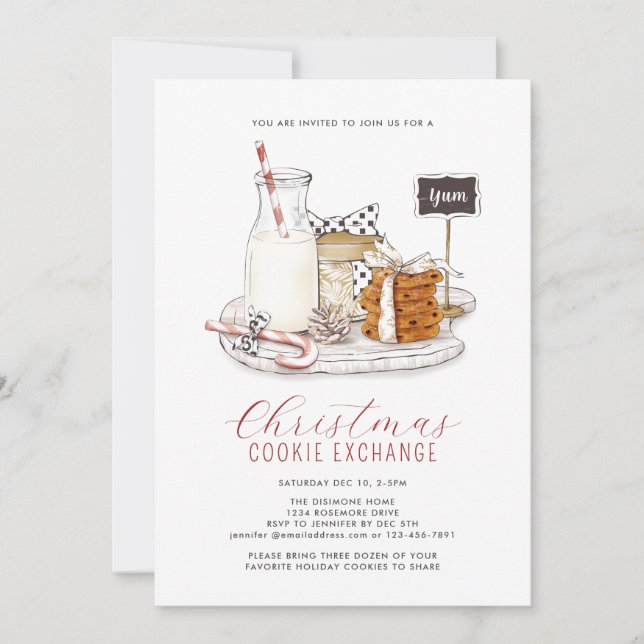 Modern Christmas Cookie Exchange Invitation (Front)