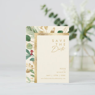 Modern Christmas   Cream Save The Date Postcard