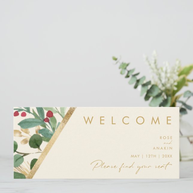 Modern Christmas | Cream Seating Chart Header (Standing Front)