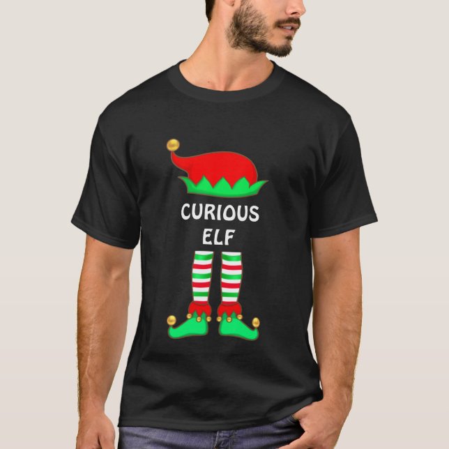 Modern Christmas Curious Elf T-Shirt (Front)