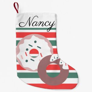 Modern Christmas Donuts Dot Sprinkles Small Christmas Stocking