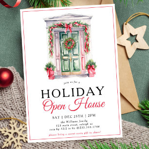 Modern Christmas Door Open Holiday House Party Invitation