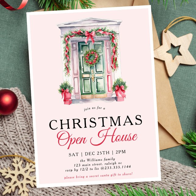 Modern Christmas Door Open House Party Invitation (Creator Uploaded)