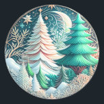 Modern Christmas Elegant Trees Illustration Classic Round Sticker<br><div class="desc">The illustration showcases a scene of Christmas trees that create a harmonious balance between contemporary design and timeless aesthetics.  It encapsulates the essence of the Christmas season while offering a contemporary twist on traditional imagery.</div>