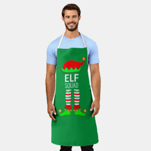 Modern Christmas Elf Squad on Green Apron