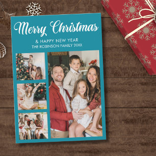 Modern Christmas family photo collage Invitation