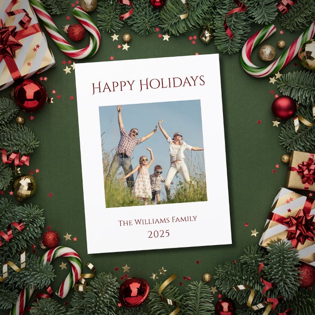 Modern Christmas Family Photo Festive Holiday Postcard (Creator Uploaded)
