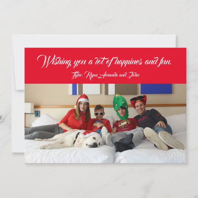 Modern Christmas Family Photo Holiday Red (Front)