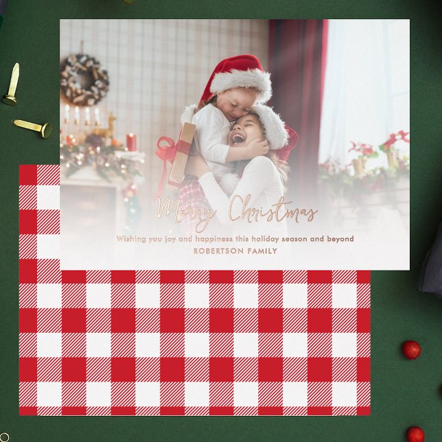Modern Christmas Family Photo Script Foil Holiday Card (Modern Christmas Family Photo Script Foil Holiday Card)
