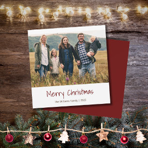 Modern Christmas Family Photo Simple Typography  Holiday Card