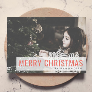 Modern Christmas   Family Photo Stylish Red Holiday Card