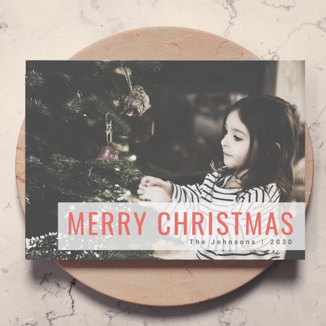 Modern Christmas | Family Photo Stylish Red Holiday Card (Creator Uploaded)