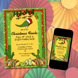 Modern Christmas Fiesta Hot Jalapeño Santa Hat Invitation