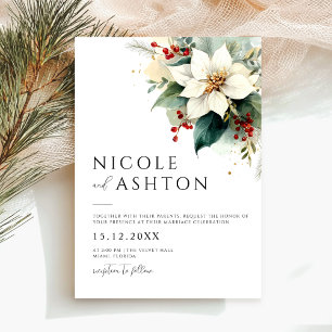 Modern Christmas Floral Wedding Invitation