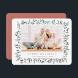 Modern Christmas Foliage and Berries Botanical Holiday Card<br><div class="desc">Design is composed of a simple design with a modern sans serif typography. Add a custom photo,  message,  family name and year.</div>