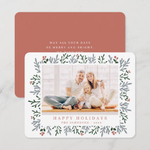 Modern Christmas Foliage and Berries Botanical Holiday Card