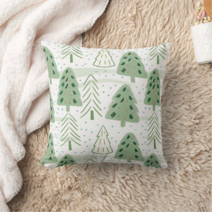 Modern Christmas Forest Olive green pattern Cushion