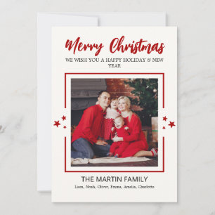 Modern Christmas Four Photo Family Holiday Card