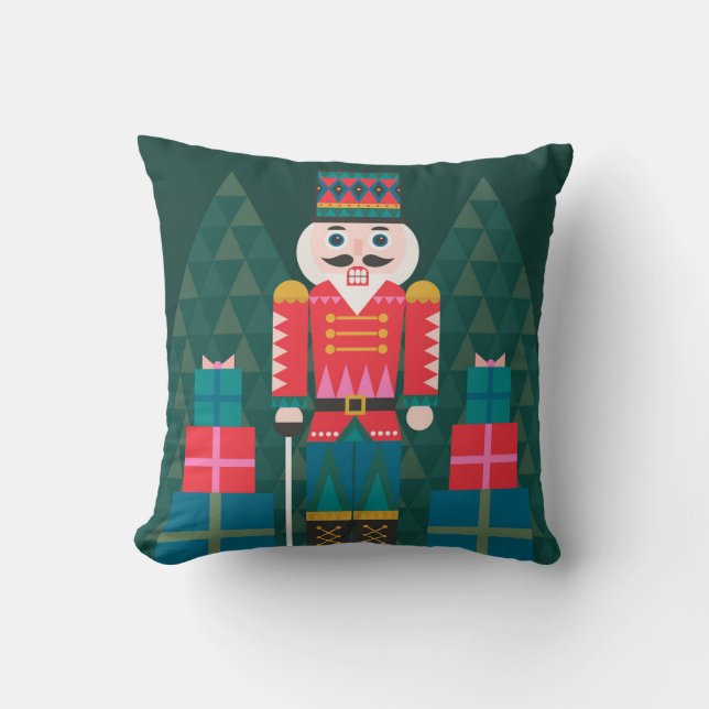 Modern Christmas Geometric Nutcracker Cushion (Front)