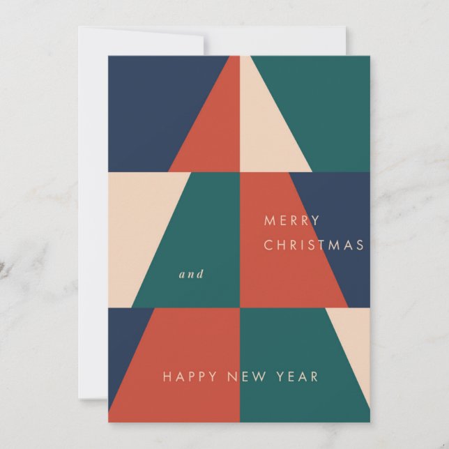 Modern Christmas Geometry Holiday Card (Front)