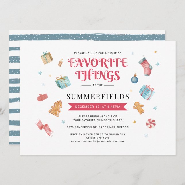 Modern Christmas Gift Exchange Holiday Party Invitation (Front/Back)