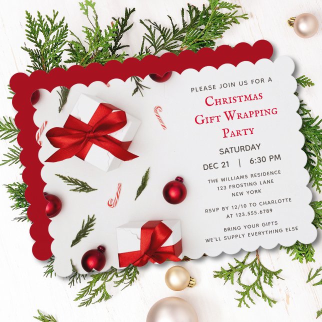 Modern Christmas Gift Wrapping Party Invitations (Creator Uploaded)
