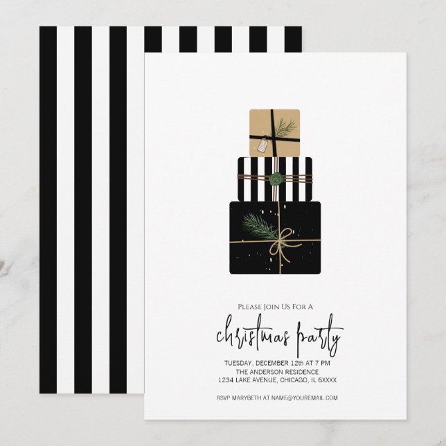 Modern Christmas Gifts Holiday Invitation (Front/Back)