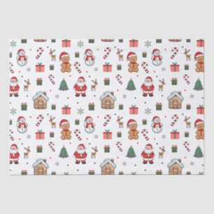 Modern Christmas GingerbreadMen Santa Deer Snowman Tissue Paper