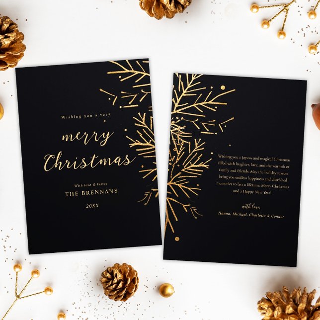 Modern Christmas Gold Elegant Black Festive Holiday Card (Creator Uploaded)