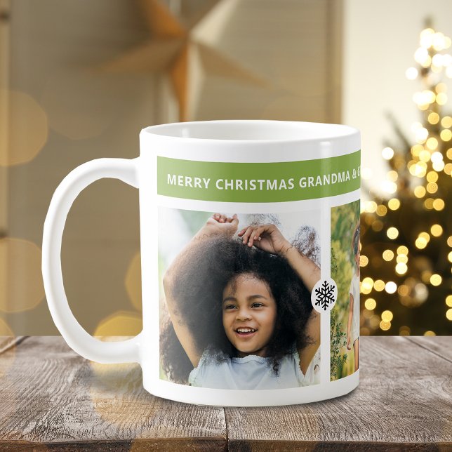 Modern Christmas Grandparents 3 Photos Coffee Mug (Modern Christmas Grandparents 3 Photos Coffee Mug)