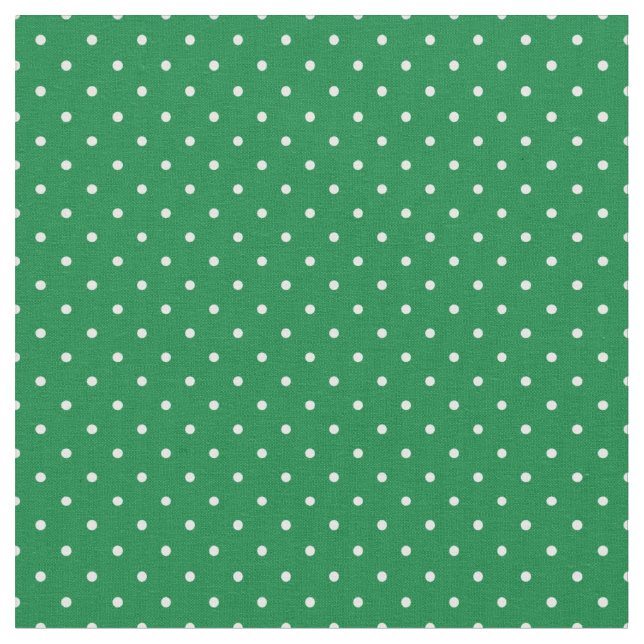 Modern Christmas green pattern white dots for kids Fabric (Close Up)