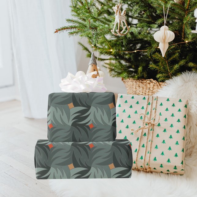 Modern Christmas Green Pattern Wrapping Paper (Creator Uploaded)