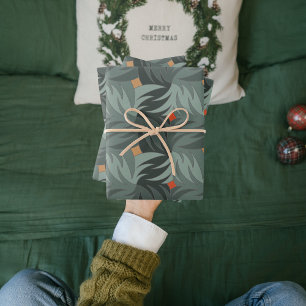 Modern Christmas Green Pattern  Wrapping Paper Sheet