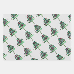 Modern Christmas Green pink and blue Wrapping Paper Sheet