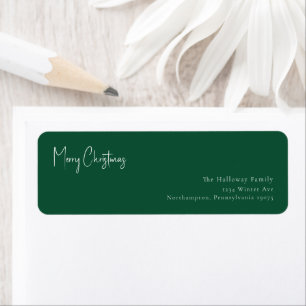 Modern Christmas   Green Return Address Envelope Label