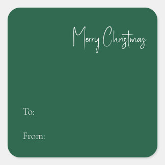 Modern Christmas | Green To From Square Sticker